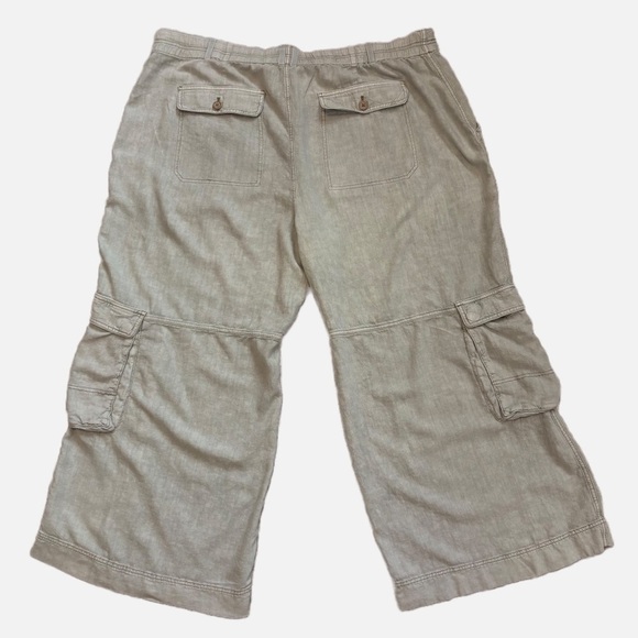 Anthropologie Pilcro Beach Cargo Linen Blend Wide Leg Pants Moss Green 24W Plus - Picture 7 of 15